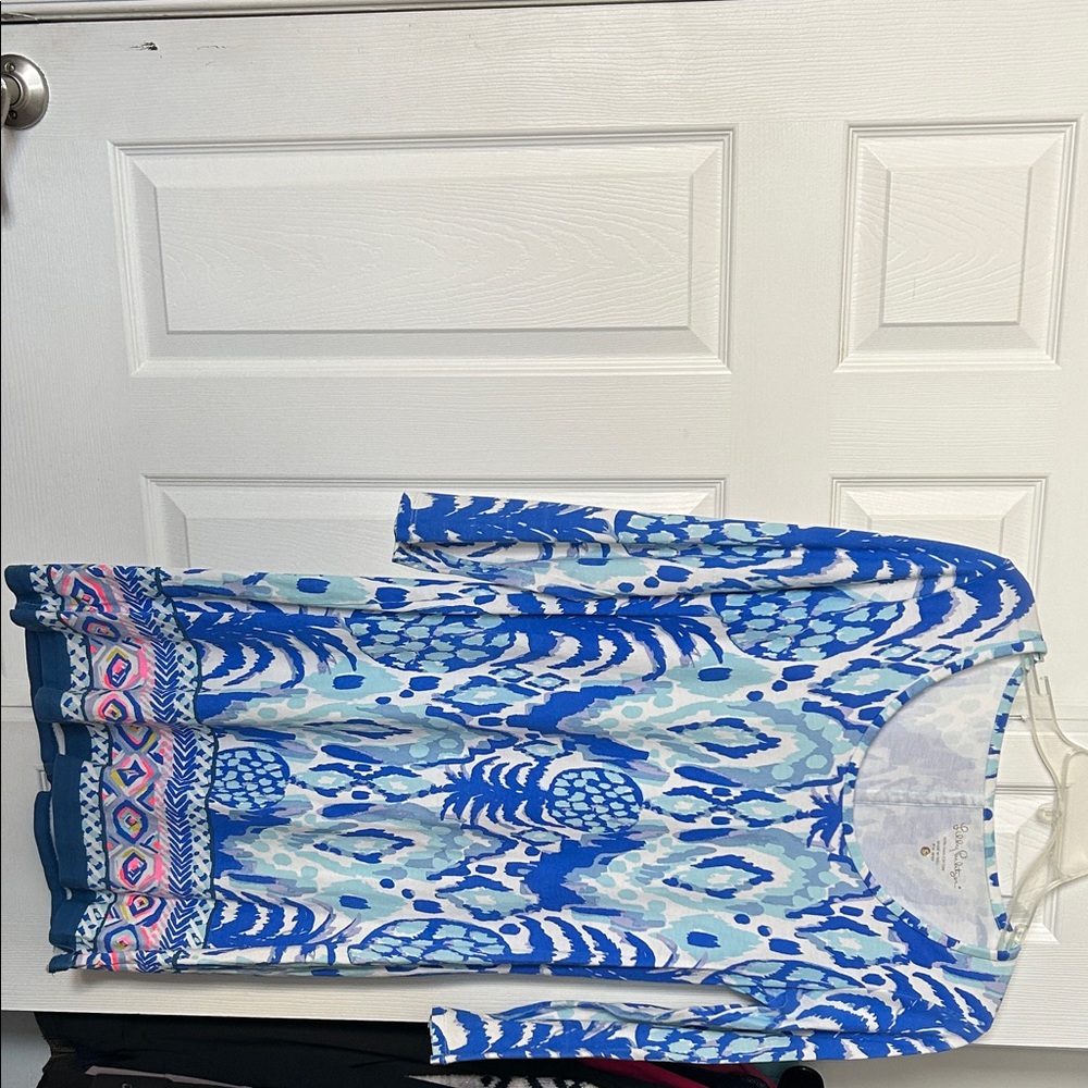 Lilly Pulitzer Blue and White Cotton Dress